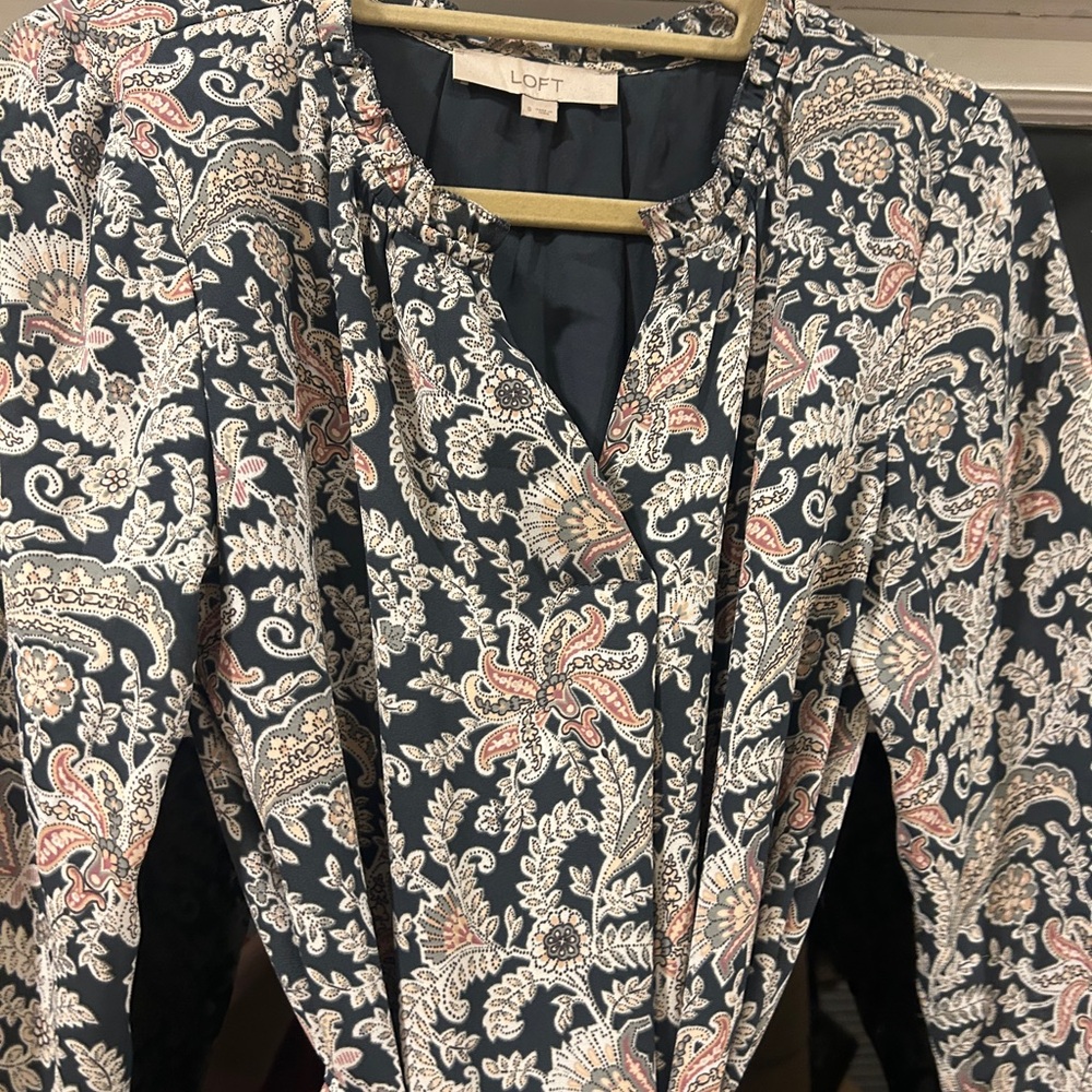 LOFT Floral Paisley dress in Navy and Pink
